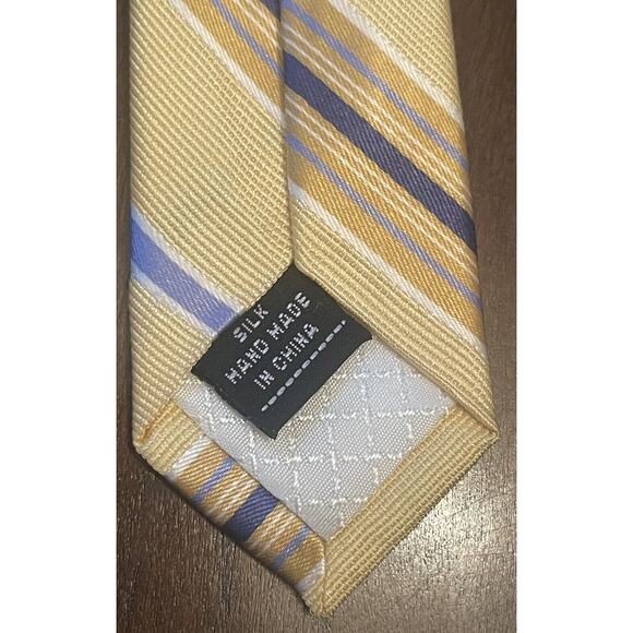 Jones New York Gold Blue Hand Made 100% Silk Men’s Neck Tie Made In China - Picture 7 of 9